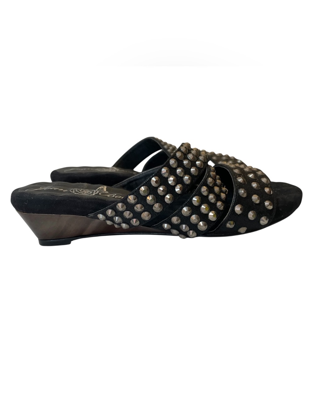 JOAN BOYCE Black Studded Strappy Slide Sandals Shoes - Size 6
